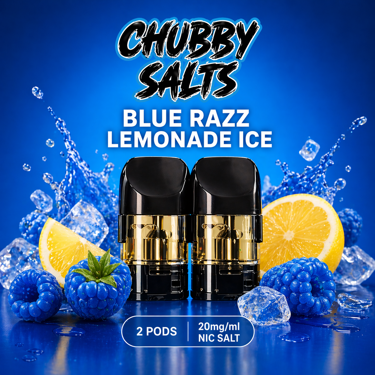 Chubby Salts – Pre Filled Pods - Blue Razz Lemonade Pods (2 Pack)