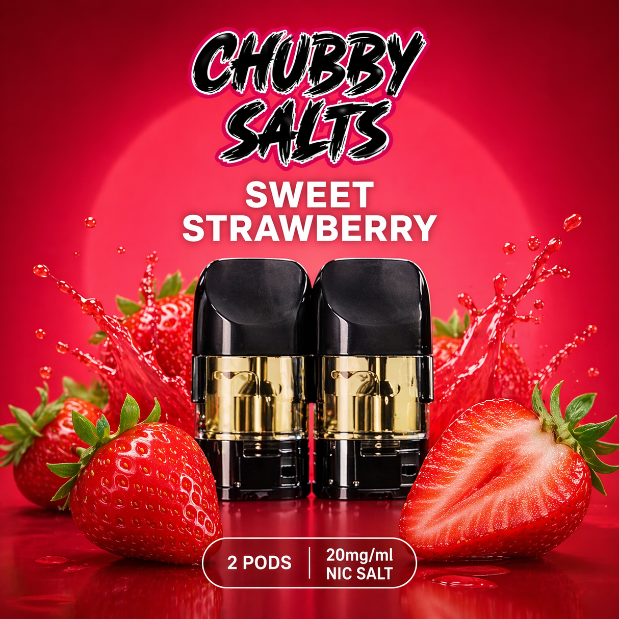 Chubby Salts – Pre Filled Pods - Sweet Strawberry Ice Pods (2 Pack)